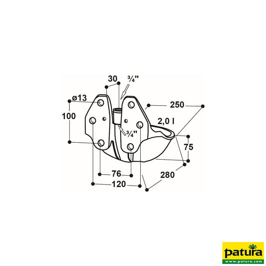 Rohrventil-Becken Mod. 25R mit 3/4" Messingventil