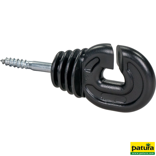 Super-Ringisolator mit Holzgewinde, schwarz, 6 mm Schaft (25 Stück / Pack)