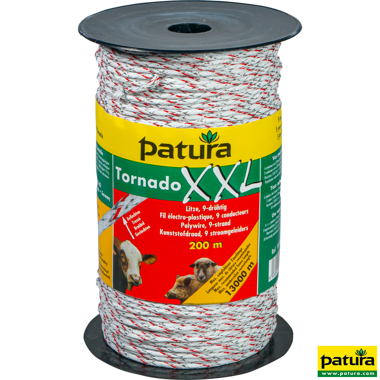 Tornado XXL Litze, 200 m Rolle geflochtene Litze, weiss-rot