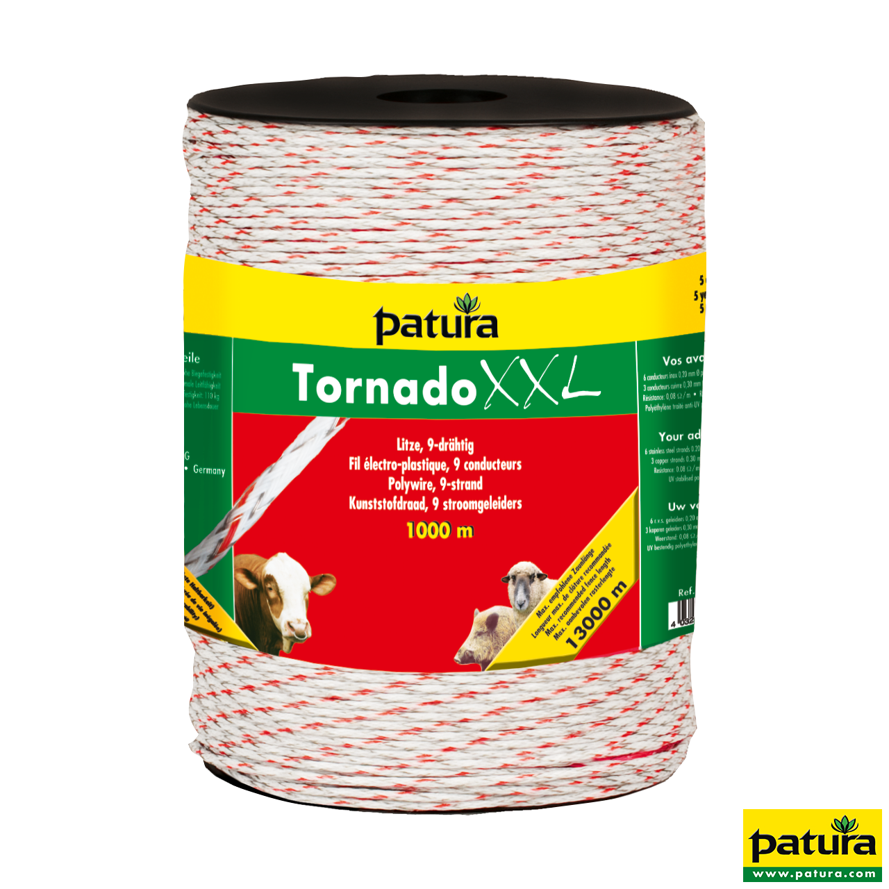 Tornado XXL Litze, 1000 m Rolle geflochtene Litze, weiss-rot