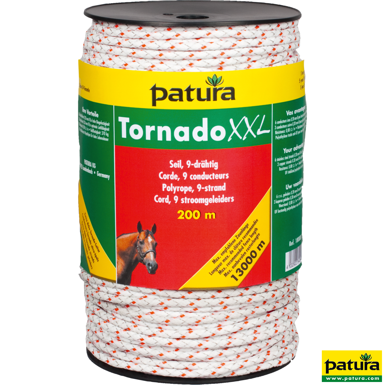 Tornado XXL Seil, 200 m Rolle, 6 Niro 0,20 mm, 3 Cu 0,30 mm, weiß-rot