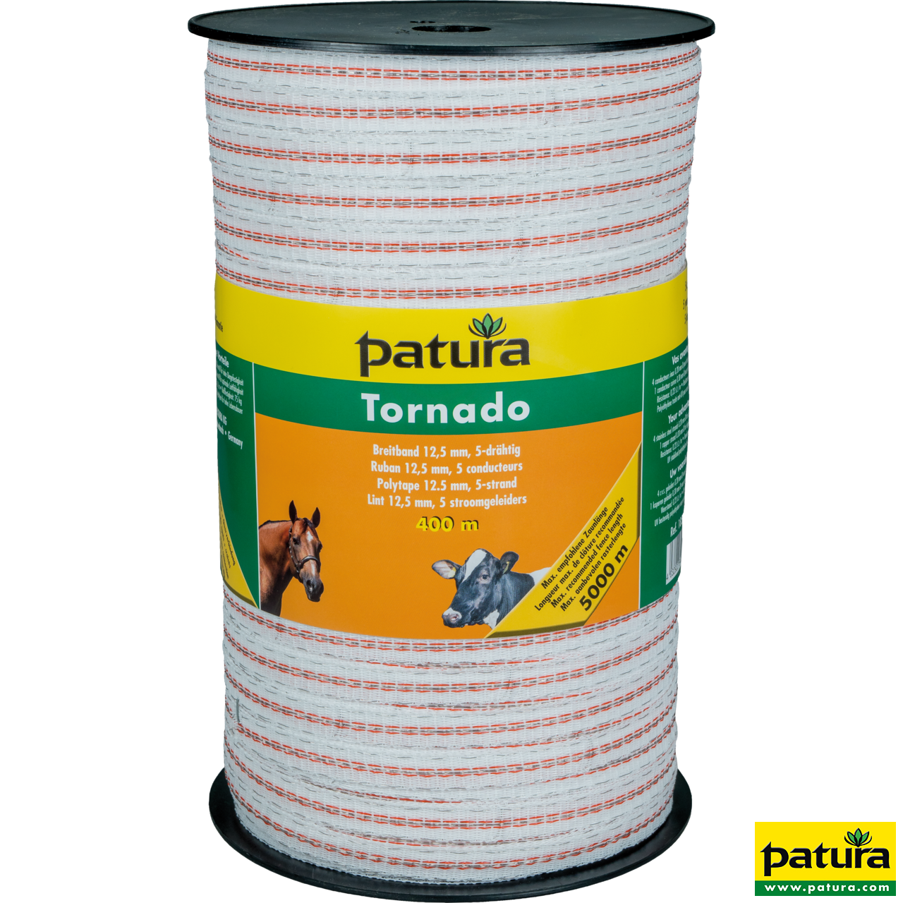 Tornado Breitband 12,5 mm, 400 m Rolle 4 Niro 0,20mm, 1 Cu 0,30mm, weiss-orange