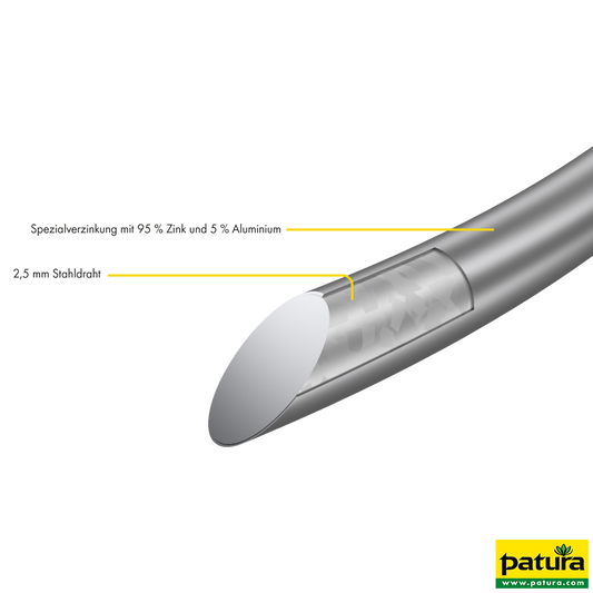 Tornado-Stahldraht, d= 2,5 mm, dick verzinkt, alulegiert, 25 kg Rolle