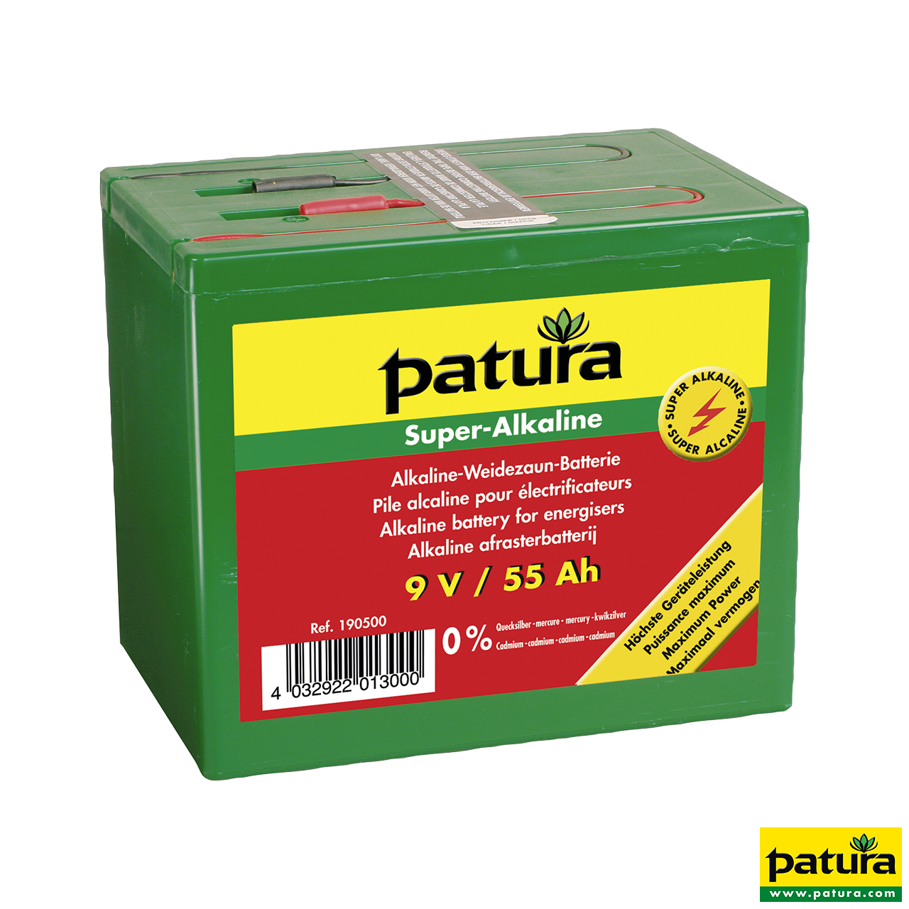 Super-Alkaline Weidezaun-Batterie 9 V / 55 Ah