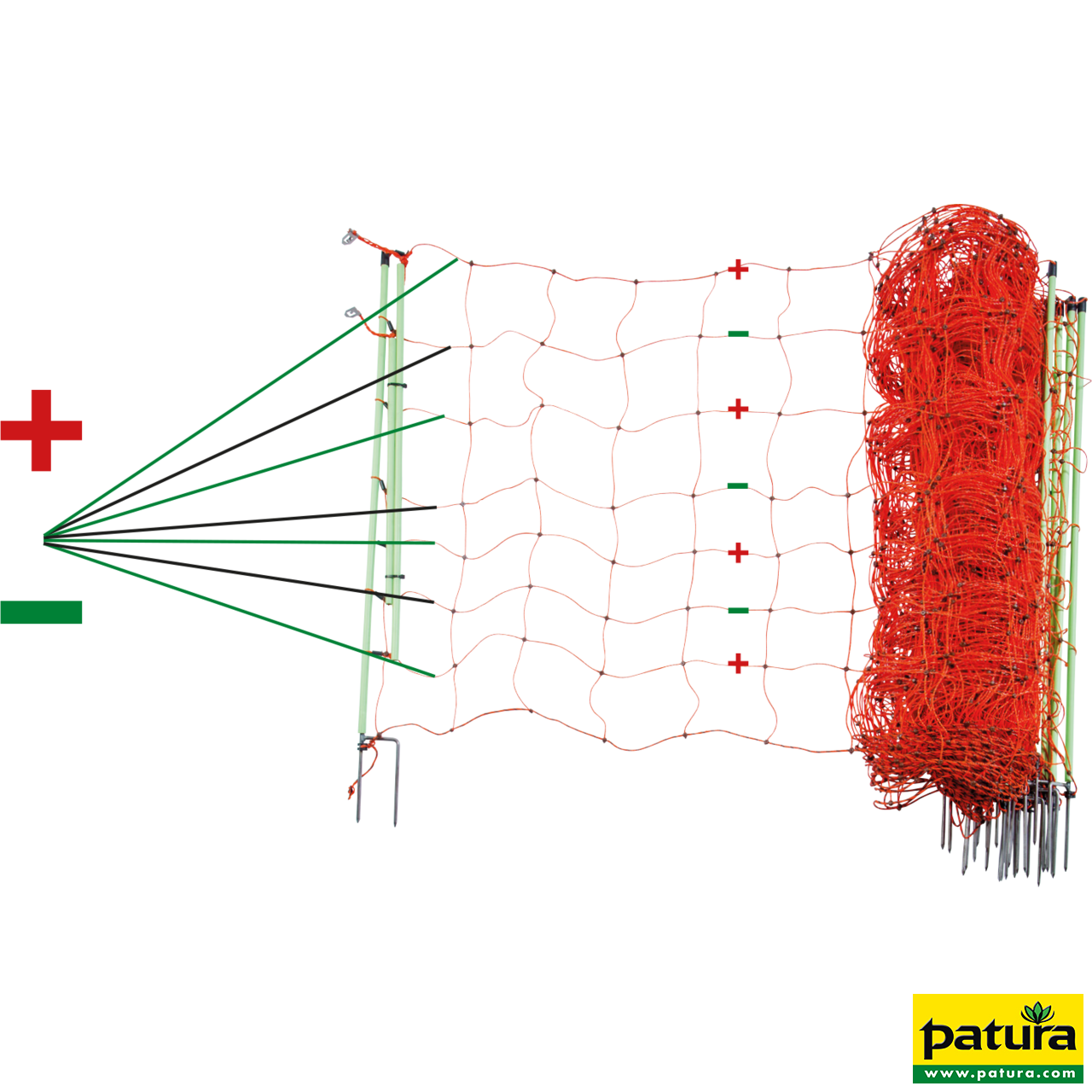 Elektrozaunnetz "plus/minus" 90 cm hoch, mit Doppelspitze, 50 m
