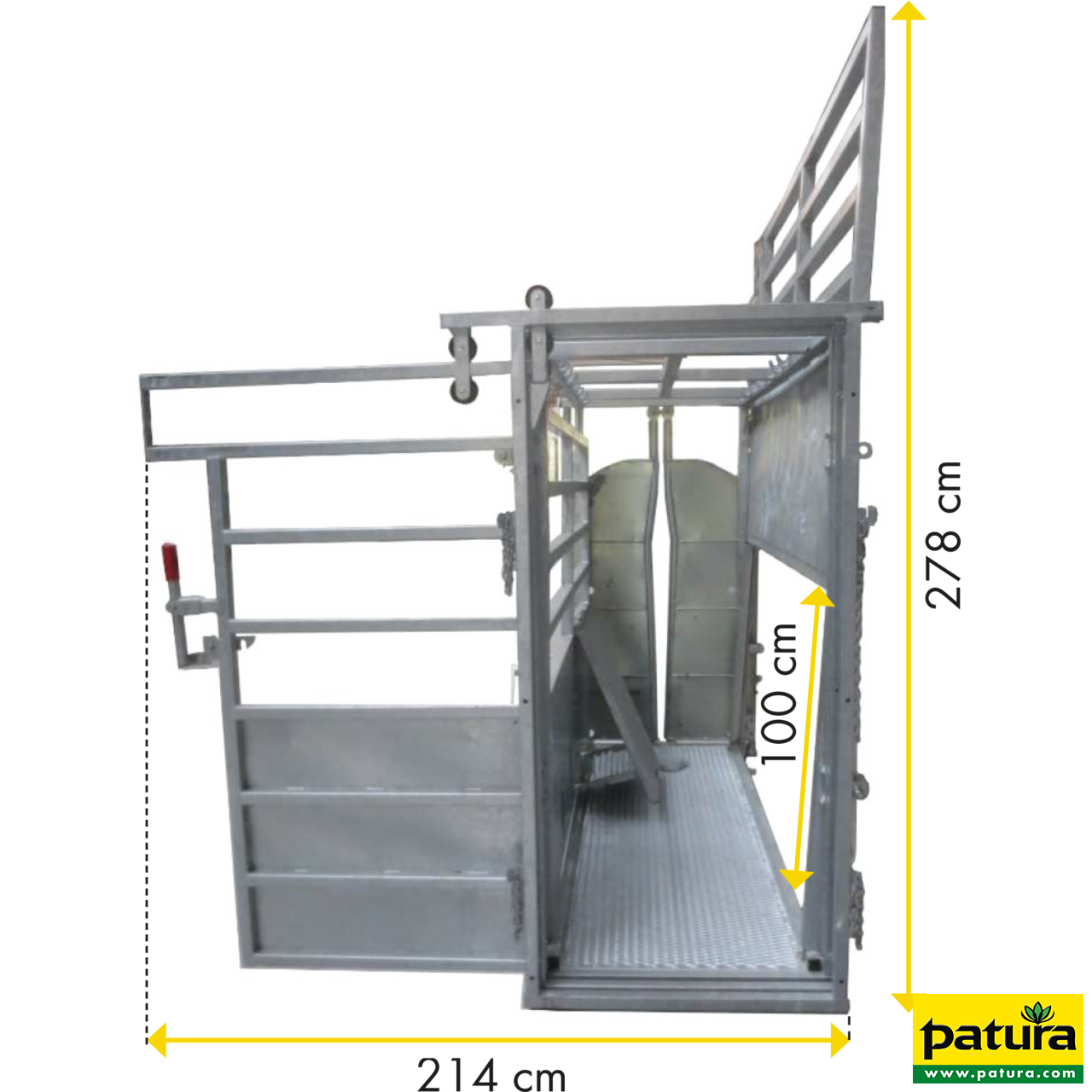 Betäubungsbox mit aufziehbarer Seite