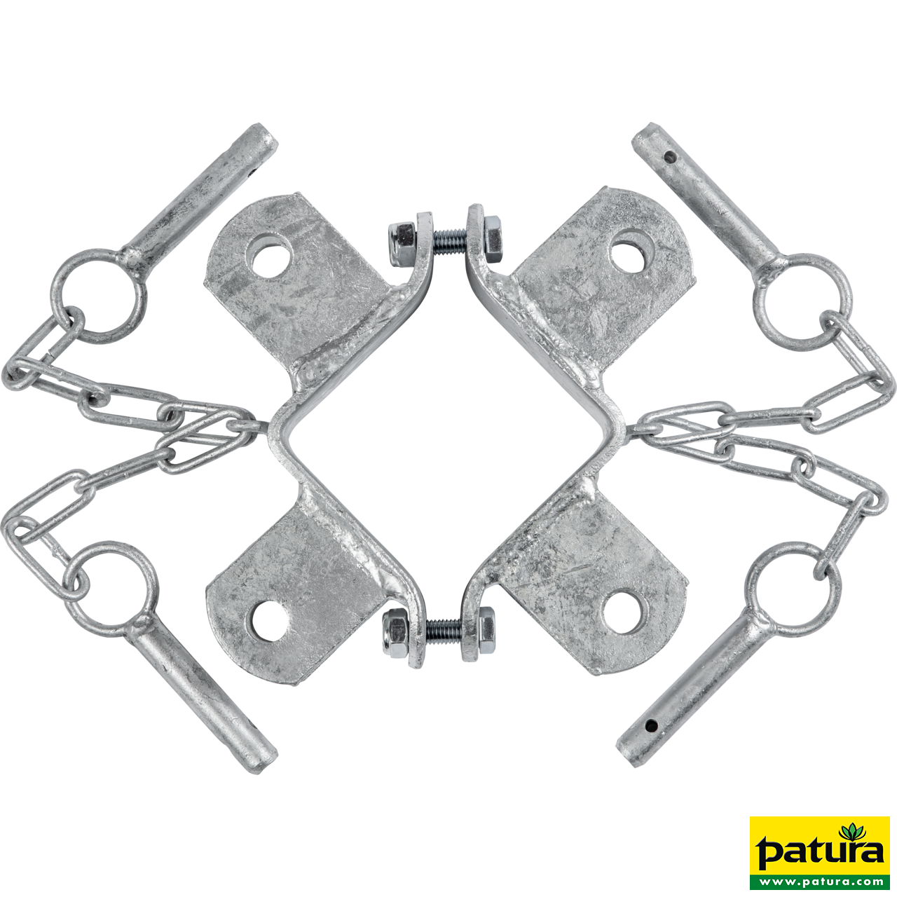 Schelle Quadrat 90 mm, 4 Halter, winklig, vz