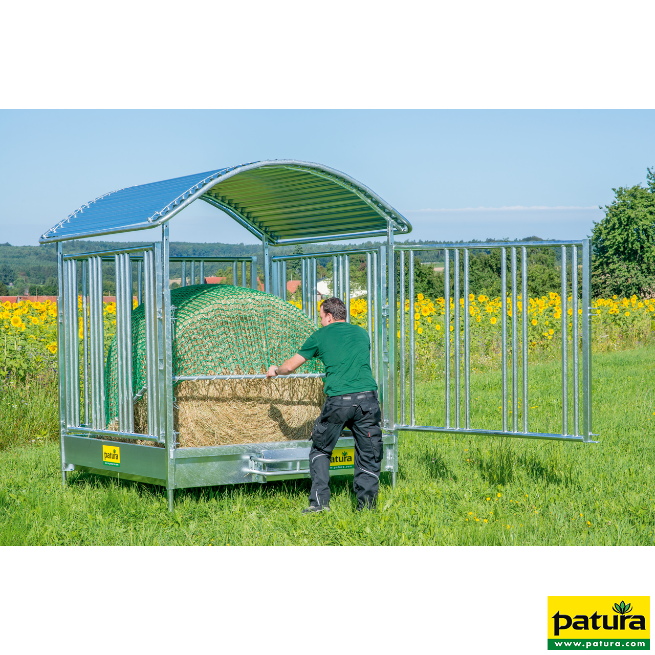 Rahmen für Futtersparnetz für Großballenraufe