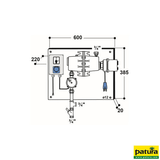 Umlaufheizsystem Mod. 303 mit Thermostat und Umlaufpumpe