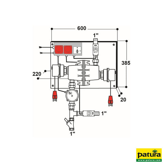 Umlaufheizsystem Mod. 312, 6000W/400V, mit Thermostat und Umlaufpumpe