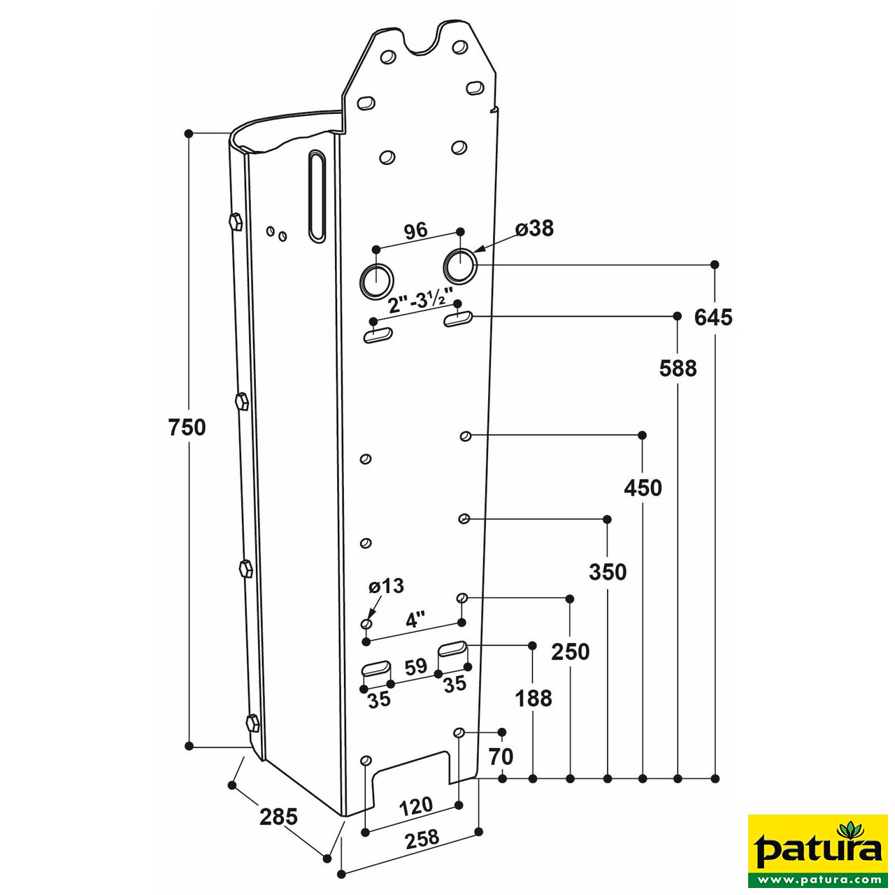 Stahlständer für Mod. 25 R Höhe 80 cm, feuerverzinkt