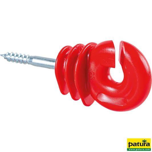 Qualitäts-Ringisolator, mit Holzgewinde, rot, 6 mm Schaft (25 Stück/Pack)