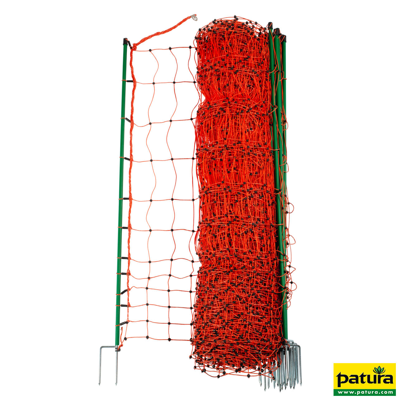 Geflügelnetz, orange, 112 cm hoch, mit Doppelspitze, 50 m