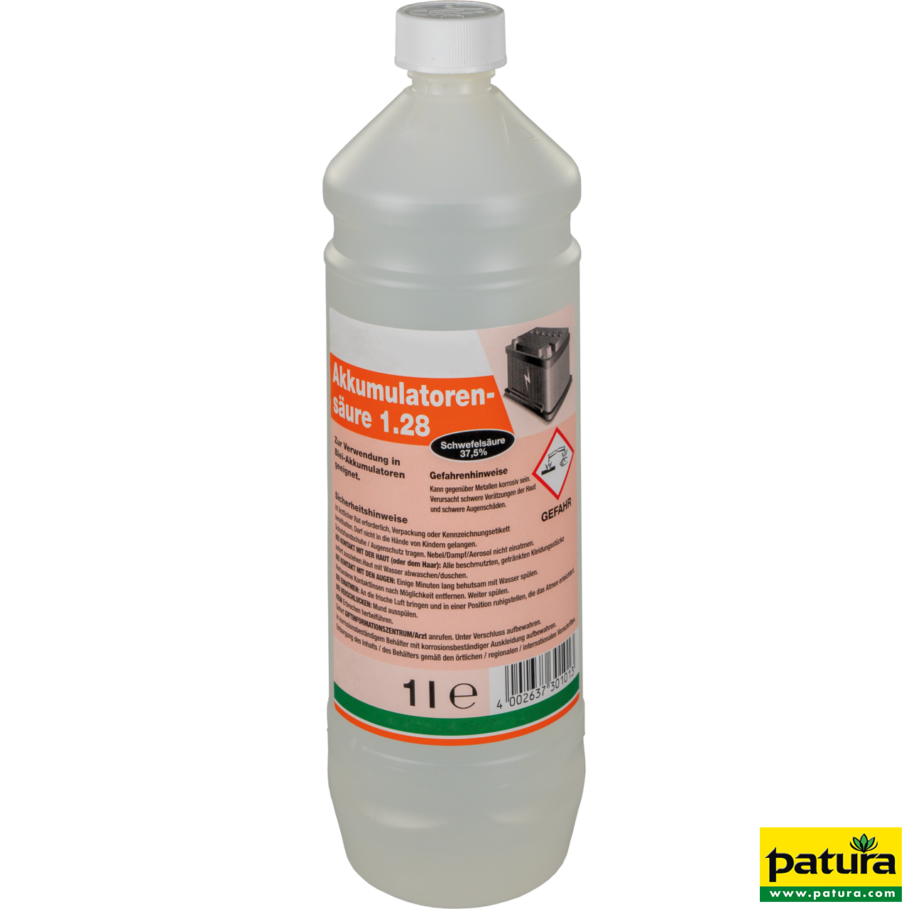 Akku-Säure 1 Liter-Flasche LQ-UN 2796 / Gewicht: 1,44 kg