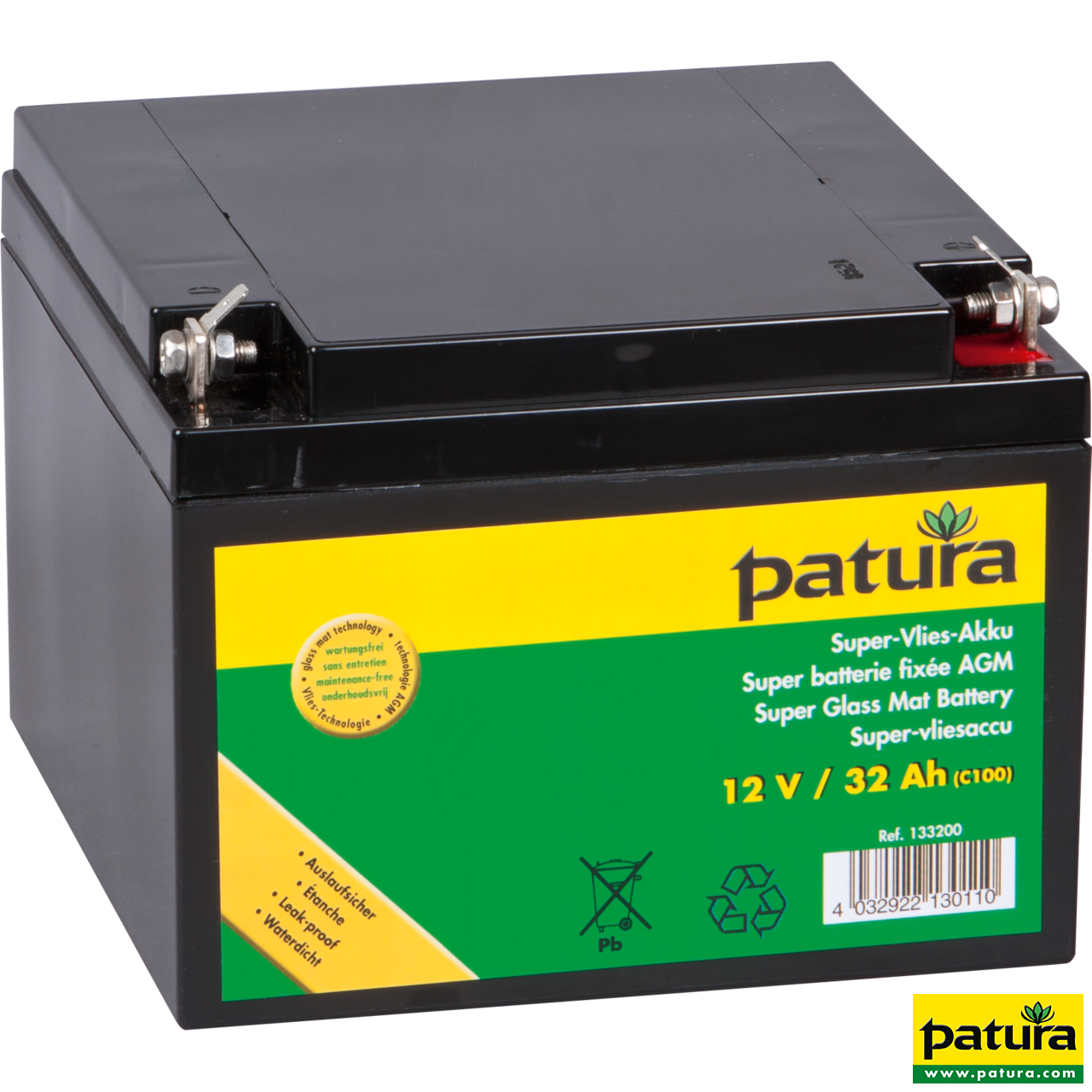 Super-Vlies-Akku 12 V / 32 Ah C100 wartungsfreie Vliesbatterie