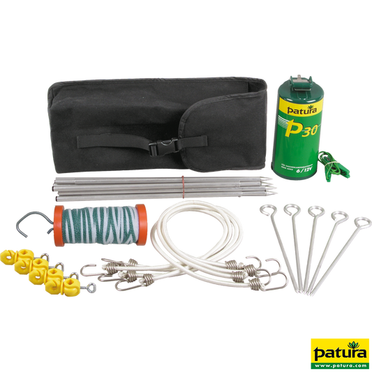 Wanderreiterset, Packtasche mit P 30-Gerät, Alu-Pfählen, 40 m Band,