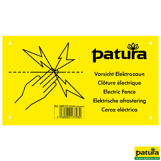 Warnschild, Vorsicht Elektrozaun, Kunststoff, 5-sprachig