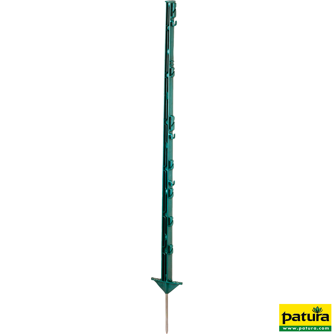 Kunststoffpfahl 1,05 m, 7 Drahthalter + 2 Seilhalter, grün (10 Stück / Pack)