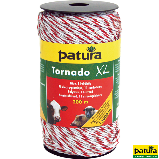 Tornado XL Litze, 200 m Rolle 8 Niro 0,20 mm, 3 Cu 0,30 mm, weiss-rot