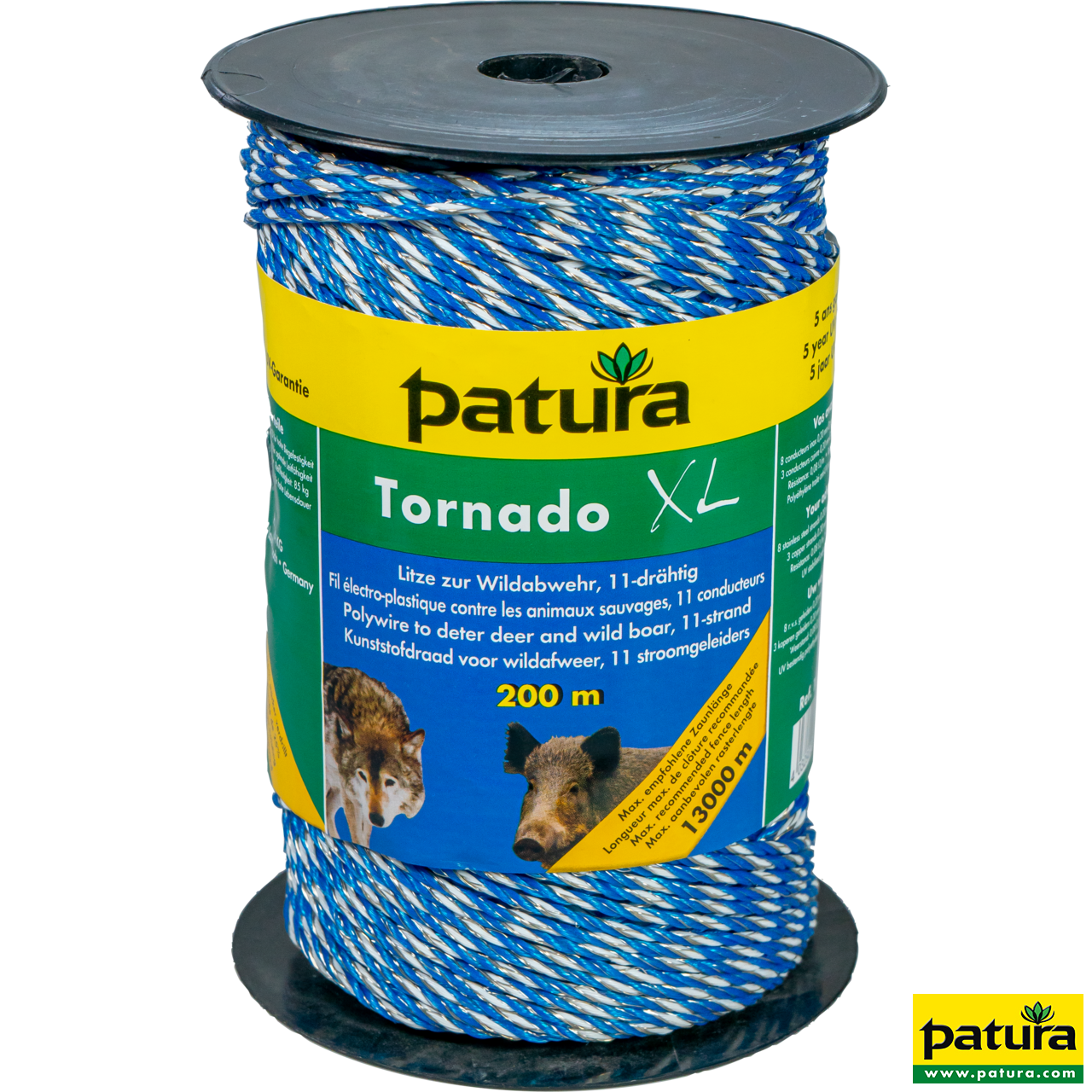 Tornado XL Litze, 200 m Rolle 8 Niro 0,20 mm, 3 Cu 0,30 mm, blau-weiß
