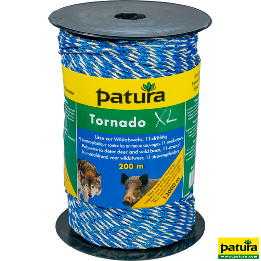 Tornado XL Litze, 200 m Rolle 8 Niro 0,20 mm, 3 Cu 0,30 mm, blau-weiß