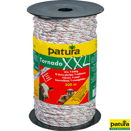 Tornado XXL Litze, 200 m Rolle geflochtene Litze, weiss-rot