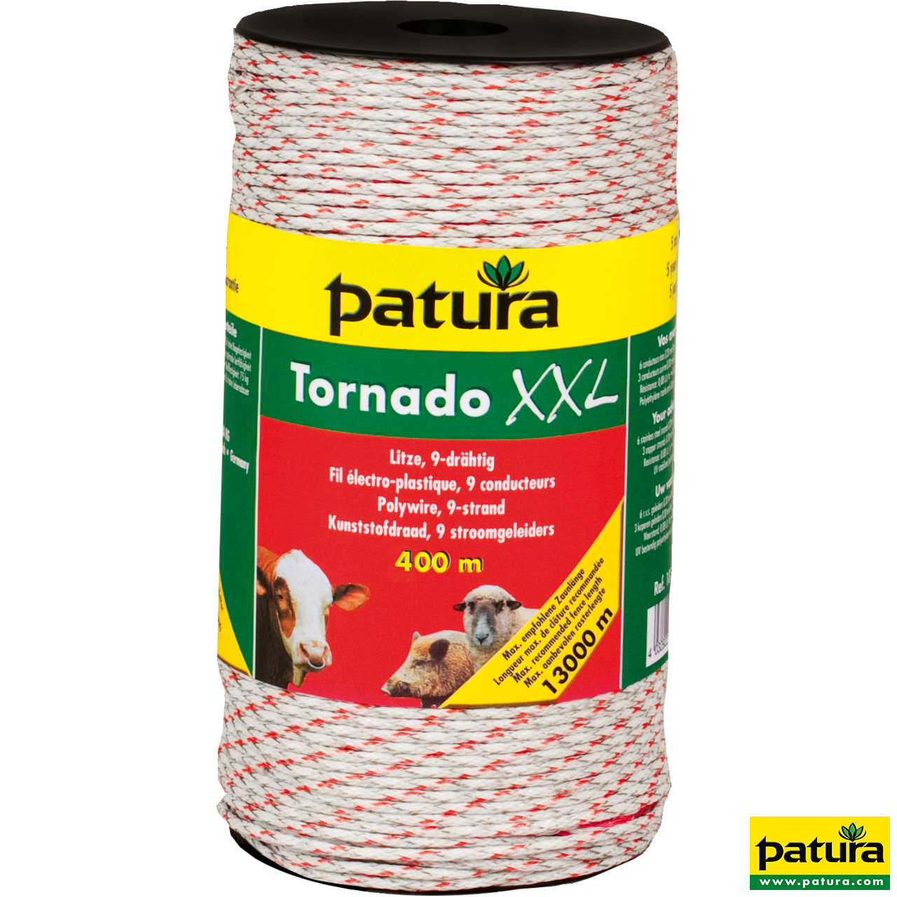 Tornado XXL Litze, 400 m Rolle geflochtene Litze, weiss-rot