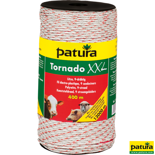 Tornado XXL Litze, 400 m Rolle geflochtene Litze, weiss-rot