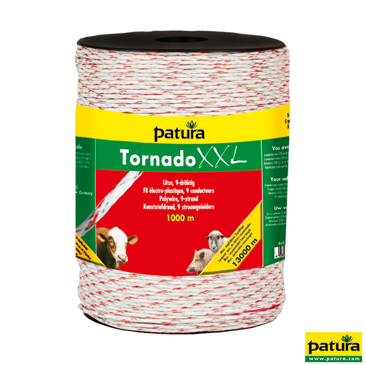 Tornado XXL Litze, 1000 m Rolle geflochtene Litze, weiss-rot