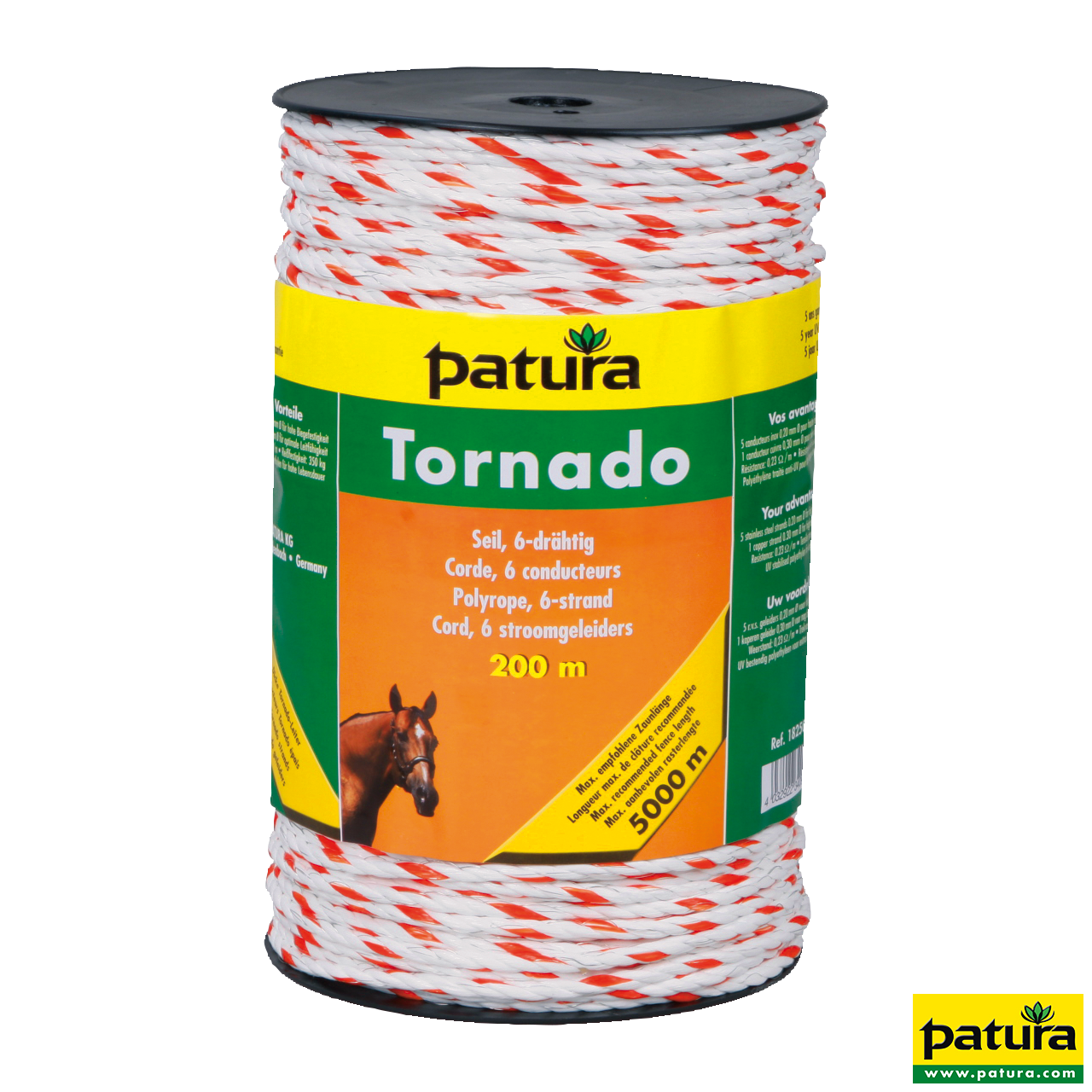 Tornado Seil, 200 m Rolle, weiß-orange 5 Niro 0,20 mm, 1 Cu 0,30 mm