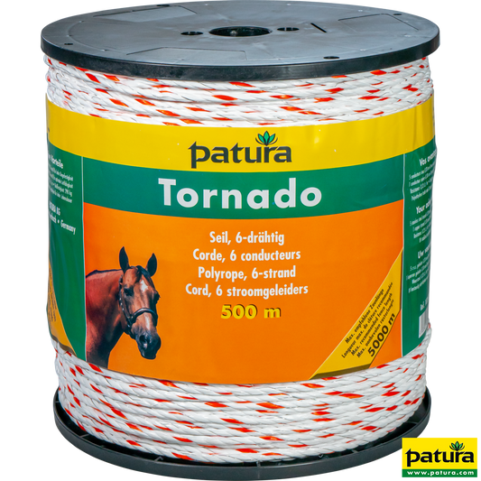 Tornado Seil, 500 m Rolle, weiss-orange 5 Niro 0,20 mm, 1 Cu 0,30 mm