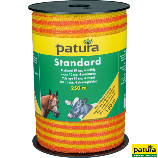 Standard Breitband 10mm, 250 m Rolle 4 Niro 0,16mm, gelb-orange