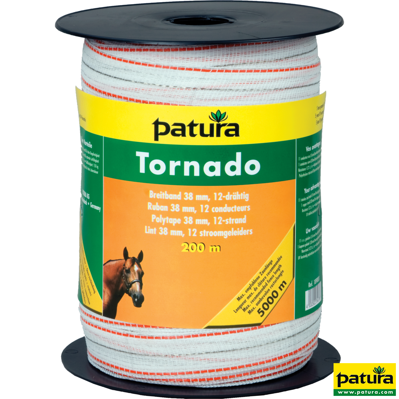 Tornado Breitband 12,5 mm, 200 m Rolle 4 Niro 0,20mm, 1 Cu 0,30mm, weiss-orange