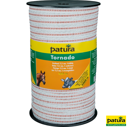Tornado Breitband 12,5 mm, 400 m Rolle 4 Niro 0,20mm, 1 Cu 0,30mm, weiss-orange