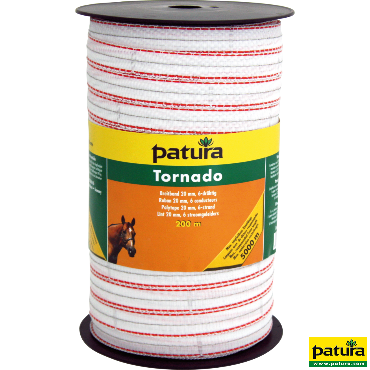 Tornado Breitband 20 mm, 200 m Rolle 5 Niro 0,20mm, 1 Cu 0,30mm, weiss-orange