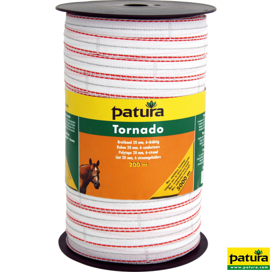 Tornado Breitband 20 mm, 200 m Rolle 5 Niro 0,20mm, 1 Cu 0,30mm, weiss-orange