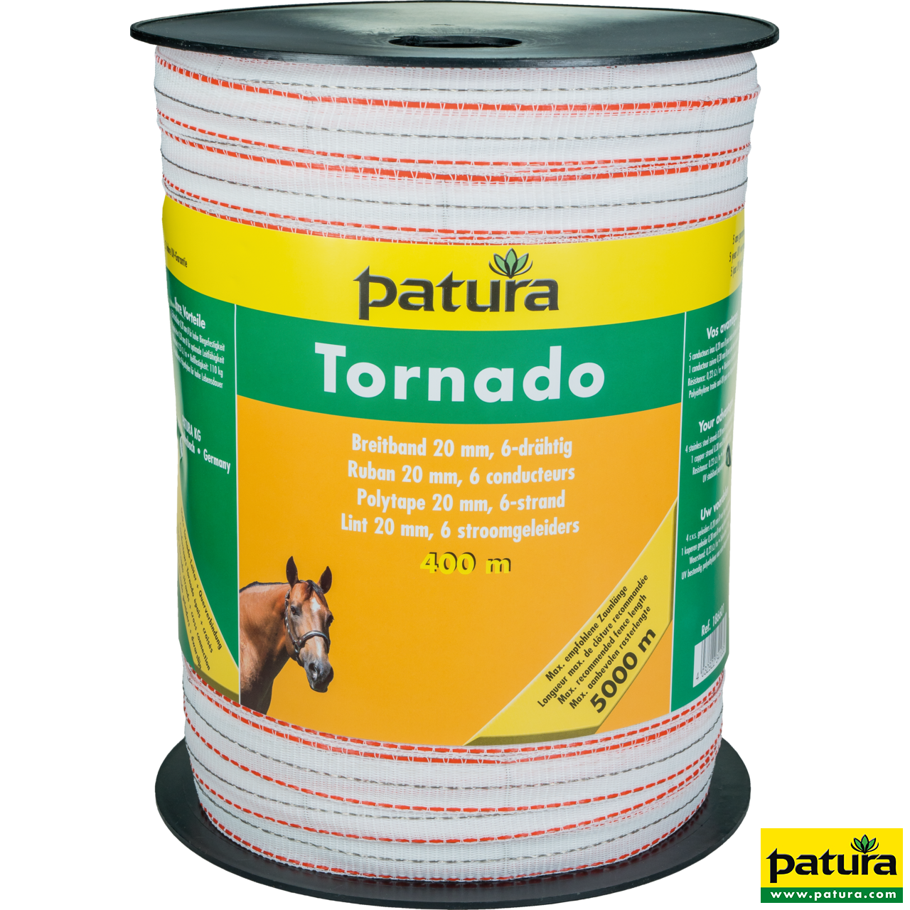 Tornado Breitband 20 mm, 400 m Rolle 5 Niro 0,20mm, 1 Cu 0,30mm, weiss-orange