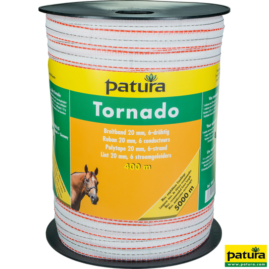 Tornado Breitband 20 mm, 400 m Rolle 5 Niro 0,20mm, 1 Cu 0,30mm, weiss-orange