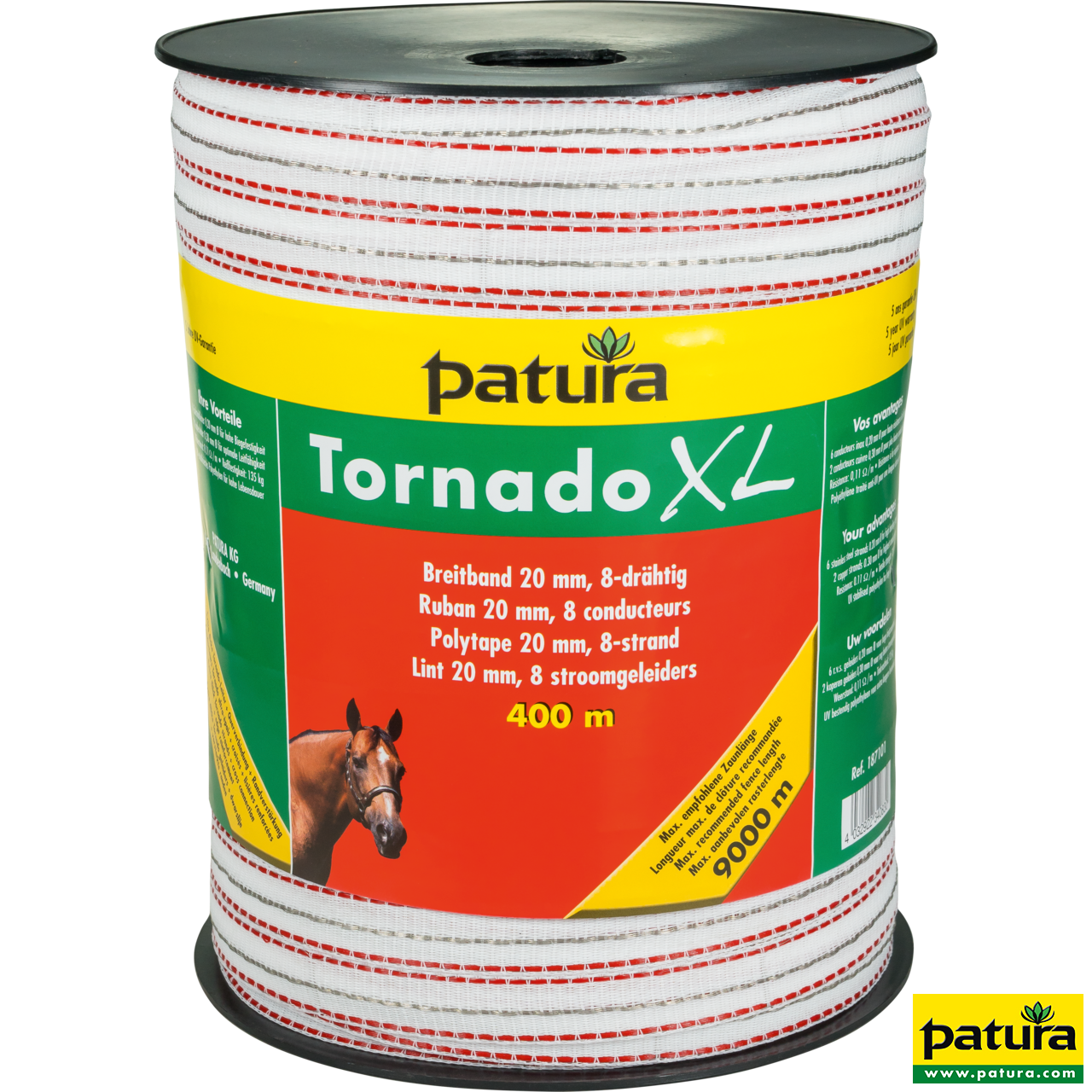 Tornado XL Breitband 20 mm, 400 m Rolle 6 Niro 0,20 mm, 2 Cu 0,30 mm, weiss-rot