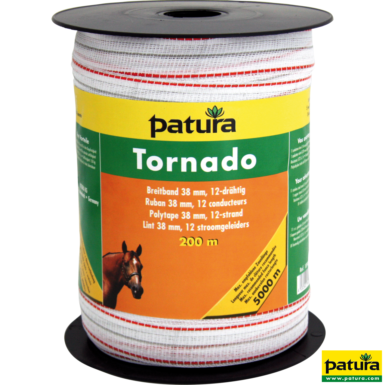 Tornado Breitband 38 mm, 200 m Rolle 11 Niro 0,16mm, 1 Cu 0,30mm, weiß-orange