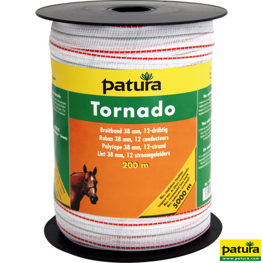Tornado Breitband 38 mm, 200 m Rolle 11 Niro 0,16mm, 1 Cu 0,30mm, weiß-orange