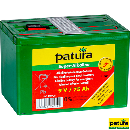 Super-Alkaline Weidezaun-Batterie 9 V / 75 Ah