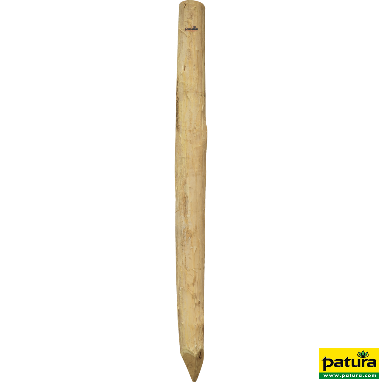 Robinienpfahl, rund, 2500 mm, d=14-16 cm gefast, 4-fach gespitzt, entrindet