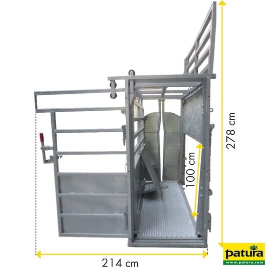 Betäubungsbox mit aufziehbarer Seite