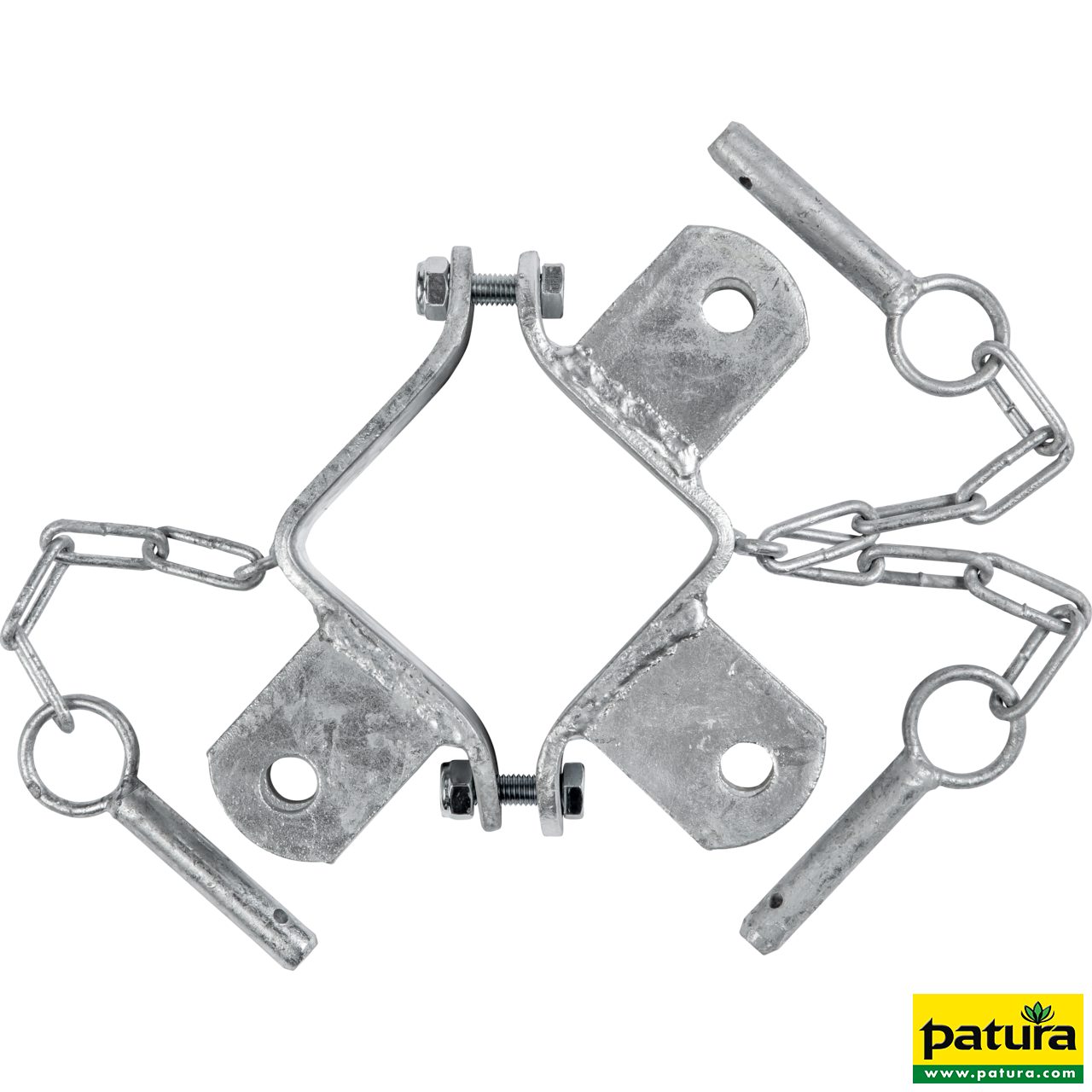Schelle Quadrat 90 mm, 3 Halter, winklig, vz