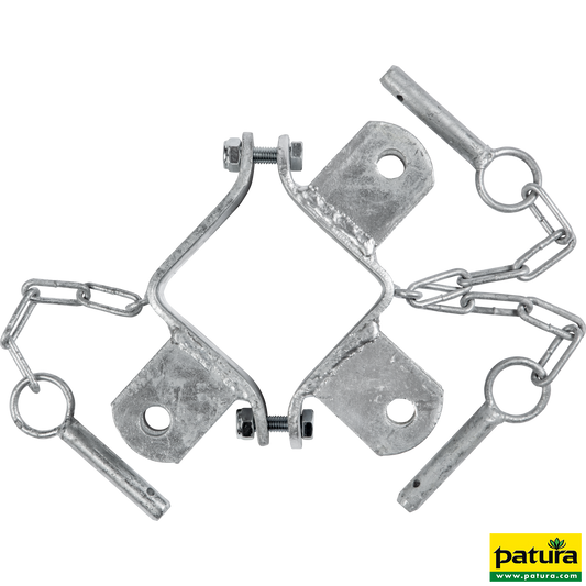 Schelle Quadrat 90 mm, 3 Halter, winklig, vz