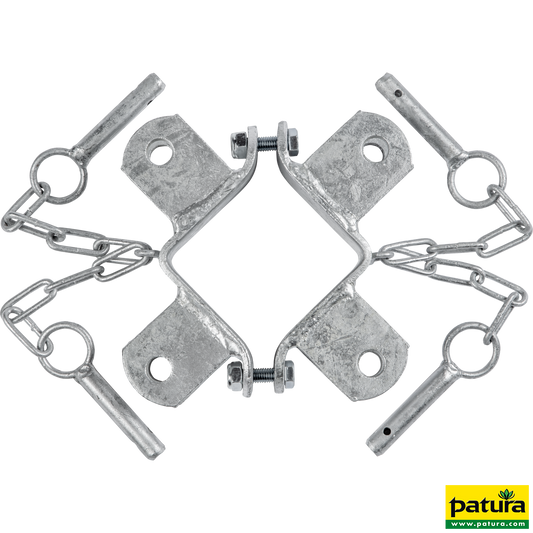 Schelle Quadrat 90 mm, 4 Halter, winklig, vz