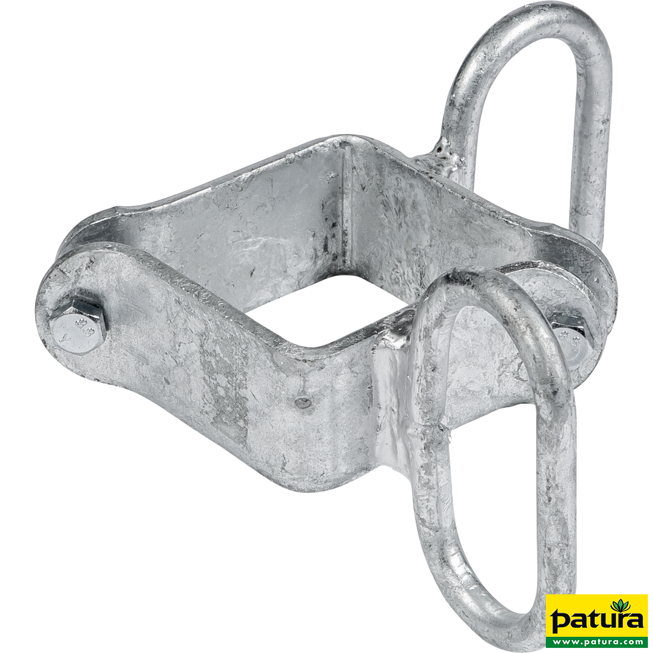 Schelle Quadrat 90 mm, 2 Riegelhalter, winklig, vz
