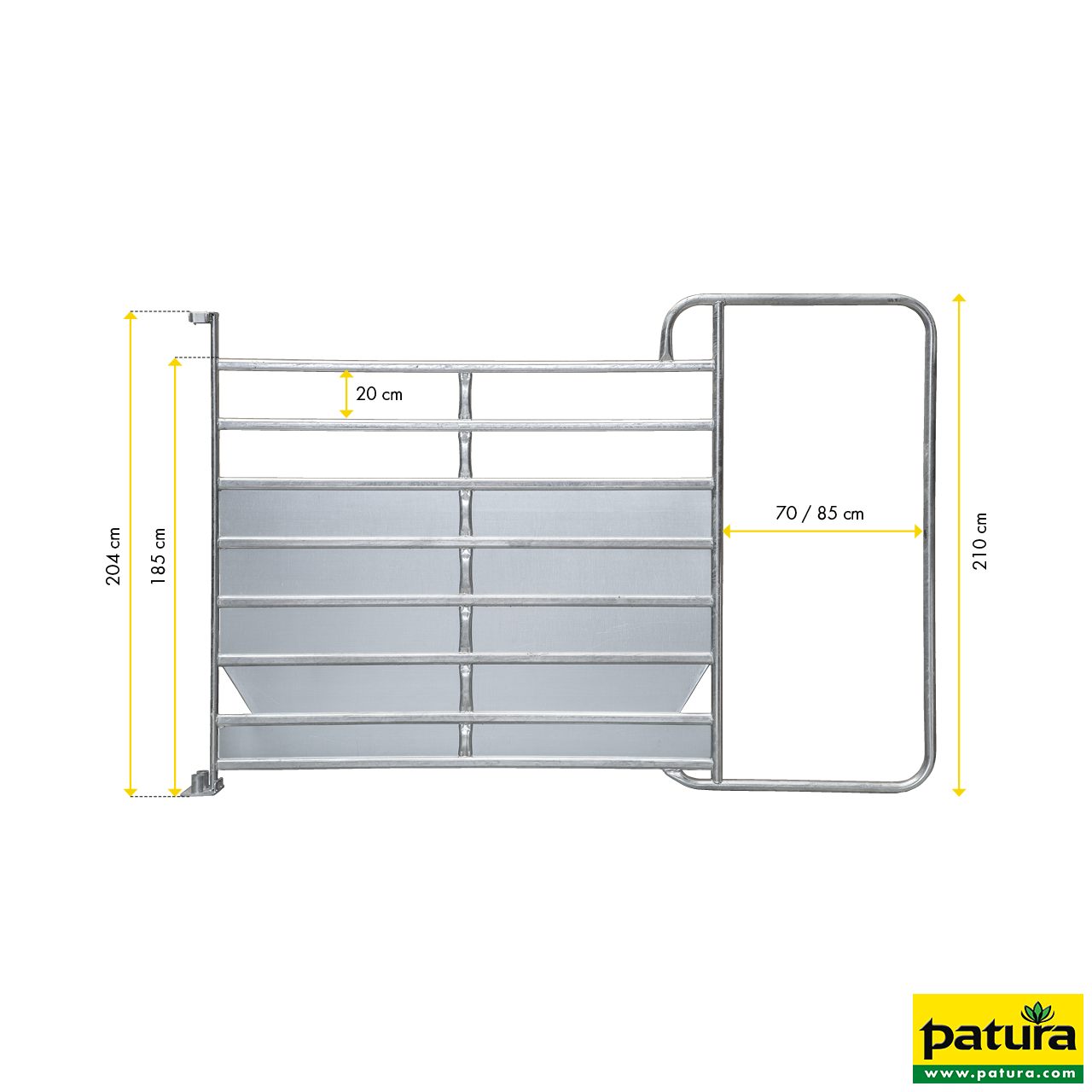 Panel-8 mit Rahmen Plus 3,05 m, H= 2,10 m, vz, Durchgangsbreite 70 cm