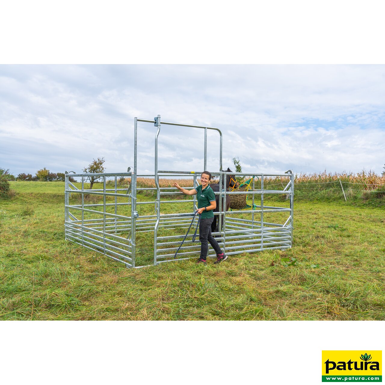 Sicherheits-Pferde-Panel mit Schiebetor 3,60 m, Höhe 2,50 m